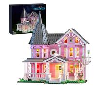 Pink Palace House Building Set with Lights, 1349PCS Halloween Haunted House Blocks Compatible with Lego, Christmas Birthday Gifts for Kids Adults Aged 8+