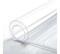 Pink Palm 1.5mm Thick Plastic Table Protector, 47x94in Clear PVC Writing Desktop Mat, Rectangle Bedside Tablecloth Covers, Heat Resistant Non Slip Desk Pad for Dresser Kitchen