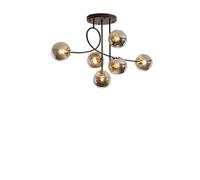 Pink Palm 6-Lights Magic Bean Molecular Chandelier, Sputnik Chandelier Mid Century Globe Ceiling Light Fixture for Living Room Restaurant Kitchen(Black+Ashtray lampshade)