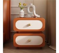 Pink Palm Bedside Table, Night Stand with 2 Storage Drawers, Wooden Nightstand, Sofa Side Table, Modern End Table for Living Room, Bedroom(Orange,19.7 * 15.7 * 15.7in)