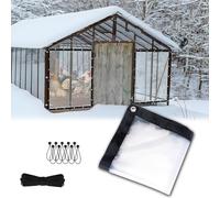 Pink Palm Clear Chicken Coops Tarps 7x27 FT, 0.12mm Thickened Rainproof Plastic Cover with Grommets Elastic Rope, Tear Resistant for Patio Furniture Camping Garden
