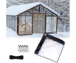 Pink Palm Clear Chicken Coops Tarps 7x27 FT, 0.12mm Thickened Rainproof Plastic Cover with Grommets Elastic Rope, Tear Resistant for Patio Furniture Camping Garden