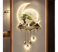 Pink Palm Creative 3D Landscape Art With Led Lights Hardwire Connection Acrylic Crystal Sculpture Illuminated Decor For Living Room Entryway B 19 7 X39 4