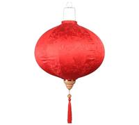 Pink Palm Festival Vietnamese Silk Lantern Oriental Chinese Round Jacquard with Tassel for Wedding, Party, Hanging Decoration Celebration(Rojo,14'')