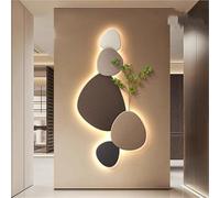 Pink Palm Hardwire Connection 3D Led Wall Art Painting Nature Inspired Stone Landscape Mural With Soft Backlight For Living Room Bedroom Hallway 15 19 Inch Sizes A 19 Lx39 4 W