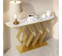 Pink Palm Industrial Console Table for Entryway, Modern Entryway Accent Table, Long Couch Table Behind Sofa Narrow Hallway Table for Living Room Hallway Entrance(Gold B,150cm/59in)