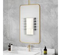 Pink Palm Large Ceiling Hanging Mirror with Metal Frame and Customizable Boom, Bathroom Vanity Makeup Shaving Square Mirror, Decorative Simple for Wall (Size : 40cmx60cm)