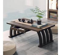 Pink Palm Low Coffee Table for Sitting on The Floor, Japanese Bamboo Floor Table for Sitting on The Floor, Japanese Furniture for Living Room Home Tatami Office (Brown, 32" L / 80CM)