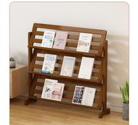 Pink Palm Magazine Display Rack, Wooden Book Freestanding Floor Organizer for Office, Living Room & Classroom, Stylish Storage Stand for Books, Magazines, Newspapers(27.6 * 85.9 * 35.8")