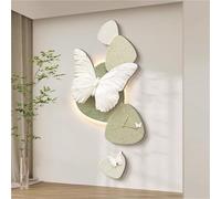 Pink Palm Modern Butterfly Wall Art With Clock Led Light 3D Wall Hanging Decor Golden Pointers Elegant Home Decoration For Bedroom Living Room 19 7X39 4In C 23 6 Lx47 3 W