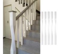 Pink Palm Stair Balusters Indoor Staircase Baluster Spindles White, Wood Twist Stairs Railing Banister Post, Stylish Decorative Wooden Square Column (Size : 5 PCS)