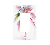 Pink Palm Tree Simple Light Switch Wall Plate Faceplate Cover Single Rocker 1 Gang Decorator Outlet Receptacle Covers for Home Kitchen Room Bathroom Decor