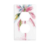 Pink Palm Tree Simple Outlet Cover Light Switch Cover Decorative 1 Gang Wall Plate for Kitchen Room Bathroom Size 7x11.4cm