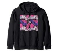 Pink Palm Trees Pattern Zip Hoodie