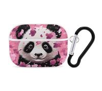 Pink Panda Cotton AirPods Pro Case Cover with Keychain Ring PC Hard Shell Protective Case for AirPods Pro 2nd for Women Men Generation Easy Open Full Drop Protection Cover White-Style