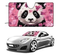 Pink Panda Cotton Car Windshield Sun Shade Keep Car Interior Cool 51"x28" Folding Front Window Sun Shade, Heat Shield for SUV, Truck, Blocks UV