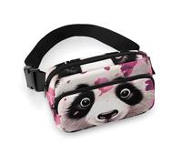 Pink Panda Cotton Fanny Pack for Women Men Waist Bag Belt Bag Adjustable Casual Bag for Travel Sports Hiking, white, 7.9x5.1inches