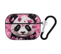 Pink Panda Cotton for Airpod Pro Case Cover Hard Shell Full Drop Protection Cover with Keychain Compatible with AirPod Pro 2nd/1st Generation, Front LED Visible,Black