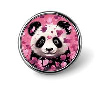 Pink Panda Cotton Round Badge Cute Enamel Lapel Pin Brooches Button Pin Personalized Clothing Decoration Unisex Badge Holder Hats Bags Shirts Decor
