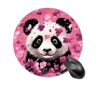 Pink Panda Cotton Round Mouse Pad 7.8 Inch - Non-Slip Rubber Base Mouse Mat Portable Ergonomic Desk Mat for Office, Laptop, Travel, Wireless Mice Mats - Waterproof & Durable Design