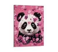 Pink Panda Cotton Wall Art Posters for Bedroom, Personalized Canvas Prints for Office, Framed Wall Decor Picture 16x20inch(41x51cm) for Living Room, Bathroom, Farmhouse, Restaurant
