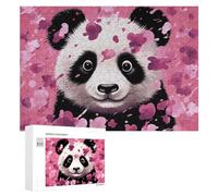 Pink Panda Cotton Wooden Puzzles for Adults 300 PCS Unique Shape Puzzles Wall Art Home Decor for Puzzle Lovers, Family, Friend Creative Gift Toys