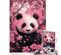 Pink Panda in Blossoms Puzzles for Adults 1000 Piece Secret Santa Gifts Suitable for Couples Home Decoration Toys for 14+ Puzzle Game Offered size 50x75cm