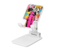 Pink Panther Graffiti Street Art Foldable Cell Phone Stand Adjustable Angle Height Desktop Portable Cellphone Cradle Compatible With All Smartphone White-Style