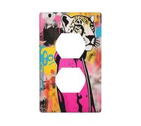 Pink Panther Graffiti Street Art Outlet Cover Light Switch Cover Decorative 1 Gang Wall Plate for Kitchen Room Bathroom Size 7x11.4cm