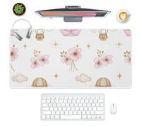 Pink Paper Boats Desk Mat XXL Mouse Mat with Non-Slip Rubber Base Smooth Face Desk Mouse Pad 90X40 CM Mousemat Accessories for Boys Girls Office Gifts Deskpad for School Home Office Gaming