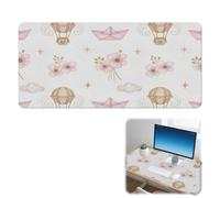Pink Paper Boats Desk Pad Non-Slip Mouse Mat Gaming with Smooth Surface Pu Leather Mouse Pad Large 90X42 CM Mousemat Office Desk Decor Gaming Gifts XXL Mousepad for School Home Office Table