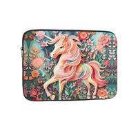Pink Paper Cut Unicorn Laptop Bag Handheld Portable Briefcase Shockproof Protective Sleeve Computer Inner Bag For 10 inch inch Laptop, Black, 25.40 cm