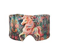 Pink Paper Cut Unicorn Print Sleep Eye and Ear Muffs Mask â€“ Blocks Light, Adjustable, Ideal for Travel, Meditation, and Yoga