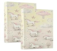Pink Paradise Uncorns 1.5" Notebook Binders Three-Ringing with Interior Pockets 1/2 Pack Assorted Binders 200 Sheets