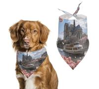 Pink Parisian Bloom Dog Bandana, Soft Breathable Pet Scarf, Personalized Dog Bib Kerchief for Small Medium Large Dogs Cats, Exquisite Pet Neckerchief for Daily Wear, Travel, Party