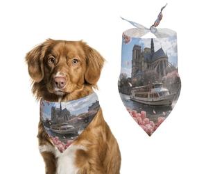 Pink Parisian Bloom Dog Bandana, Soft Breathable Pet Scarf, Personalized Dog Bib Kerchief for Small Medium Large Dogs Cats, Exquisite Pet Neckerchief for Daily Wear, Travel, Party