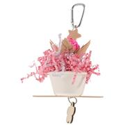 Pink Parrot Chewing Hanging Toy, Bouquet Shredding Toy for Training, Teething & Boredom Relief, Paper Material Bird Cage Accessory for Small & Medium-Sized Birds