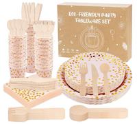 Pink Party Tableware Set, Anstore 200pcs Pink Paper Plates Cups and Cutlery Set, Plates Cups and Napkins, Durable Party Dinnerware for 25 Guests Spoon, Fork, Knife, Cup, Napkins for Wedding Birthday