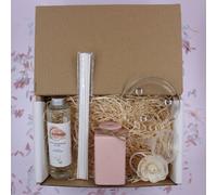 Pink Pastel Reed Diffuser Gift Set With Reeds & Plate - Pink Grapefruit & Lily Fragrance Treat Gift Box