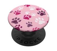 Pink Paw Tracks Sketchy Animal Paws Pattern PopSockets Adhesive PopGrip
