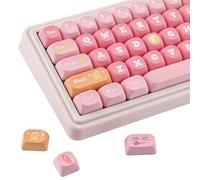 Pink PBT Keycaps, Cute Anime Majin Buu MOA Keycap Set, Dye-Sublimation Custom Key caps Keyboard Keycaps 60 65 75 100 Percent for MX Switches Mechanical Keyboard