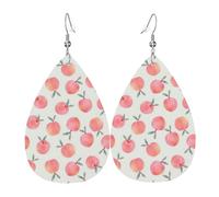 Pink Peach Pattern Holiday Earrings For Women, Festive Star Drop Earrings, Chic Dangle Jewelry For Celebrations