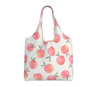 Pink Peach Pattern Print Canvas Tote Bags for Women Reusable Grocery Bag Large Gym Canvas Cloth Pouchportable Shopping Handbag