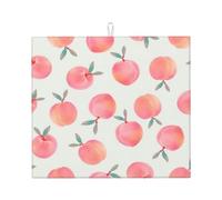 Pink Peach Pattern Printed, Dish Drying Mat, 18x16 Inch Absorbent Microfiber Quick Dry Machine Washable for Dishes Pots Pans Glassware Coffee Bar Under Rack