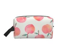 Pink Peach Pattern PrintedLarge Capacity Cosmetic Organizer,Travel Makeup Bag for Women