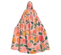 Pink Peach Pattern Seamless Pattern 1 Print Adults Hooded Cloak, Halloween Robe Hooded Cape Witch Wizard Cosplay Costumes For Men Women