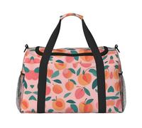 Pink Peach Pattern Seamless Pattern print Carry on Luggage for Women Men Shoulder Weekender Crossbody Bag for Yoga Travel Must Haves, Black, One Size