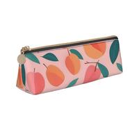 Pink Peach Pattern Seamless Pattern Print Pencil Case Large Capacity Triangle Pouch for Pens Cases Student and School College