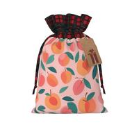 Pink Peach Pattern Seamless Pattern Print Xmas Drawstring Gift Bags Reusable Christmas Bags Birthday For Wrapping Needs