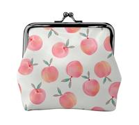 Pink Peach Print Compact Coin Purse Exquisite Kiss Lock Wallet Cute Mini Pouch Coins Cards Wallet